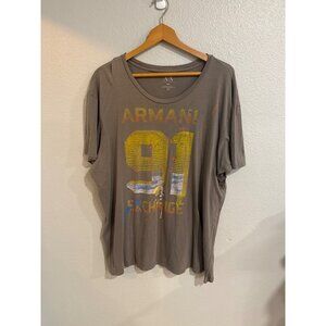 Armani Exchange Graphic T-Shirt Mens XXL Gray Paint Splatter 91 Logo Tee